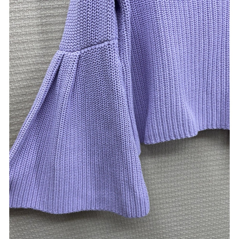 FREE PEOPLE Purple Lilac Women's XL Bell Sleeve Cotton V-neck Sweater NWOT - Picture 11 of 12